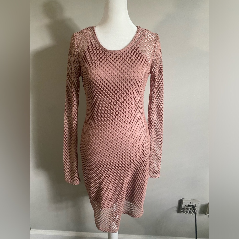 Rue21 Pink Long Sleeve Mesh Dress